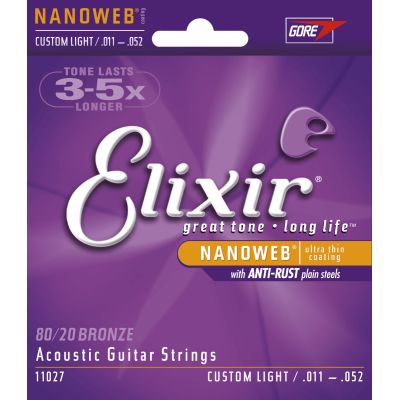 ELIXIR Juego de cuerdas Acústica Nanoweb Bronze 11-52