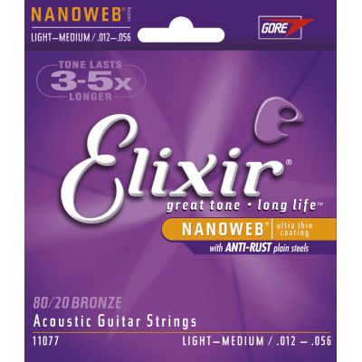 ELIXIR Juego de cuerdas Acústica Nanoweb Bronze 12-56