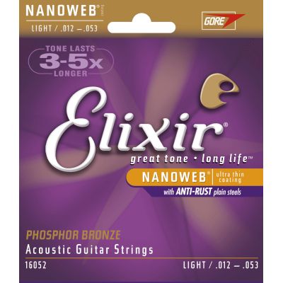 ELIXIR Juego de cuerdas Acústica Nanoweb Phosphor Bronze 12-53