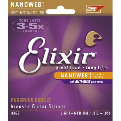 ELIXIR Juego de cuerdas Acústica Nanoweb Phosphor Bronze 12-56