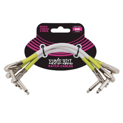 ERNIEBALL Pack de 3 Latiguillos con conectores planos 15,24cm - Blanco