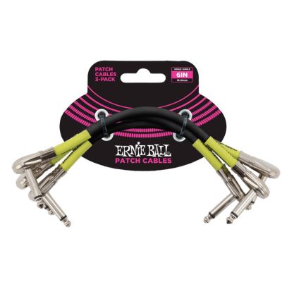 ERNIEBALL Pack de 3 Latiguillos con conectores planos 15,24m - Negro