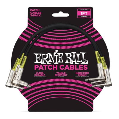 ERNIEBALL Pack de 3 Latiguillos 30cm - Negro