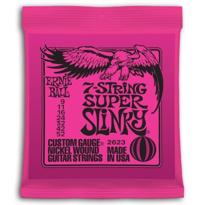 ERNIEBALL Juego de cuerdas Eléctrica Super Slinky 09-52 - 7 cuerdas
