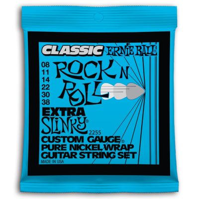 ERNIEBALL Juego de cuerdas Eléctrica Rock n Roll Pure Nickel Extra Slinky 08-38