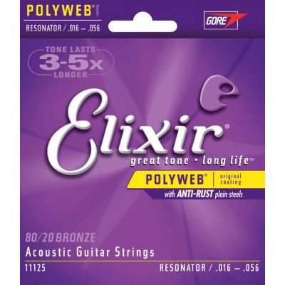 ELIXIR Juego de cuerdas Resonator Poliweb Bronze 16-56 2