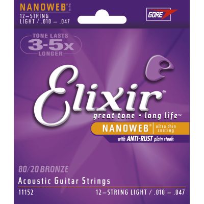 ELIXIR Juego de cuerdas Acústica Nanoweb Bronze 10-47 - 12 Cuerdas 2