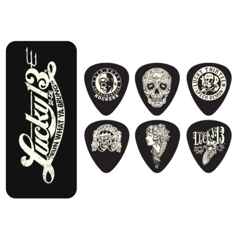 DUNLOP Caja de 6 púas Lucky 13 - 0,73mm