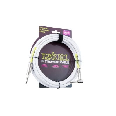 ERNIEBALL Cable Instrumento jack recto / jack angulado 6,09m - Blanco 2
