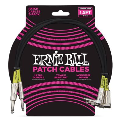 ERNIEBALL Pack de 3 Latiguillos 46cm - Negro 2