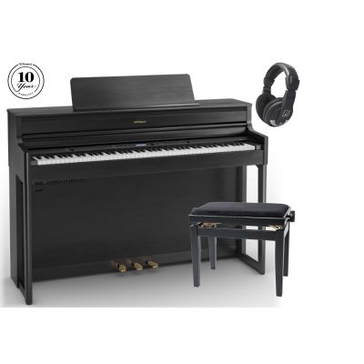 Pack Roland HP-704 CH Negro + Banqueta + Auricular