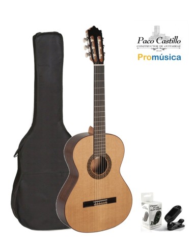 Pack Pack Guitarra Clásica Paco Castillo 202 + Funda + Afinador