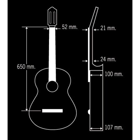 Medidas Pack guitarra clásica Paco Castillo 205.