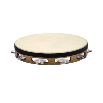 MEINL TAH1WB PANDERETA CON PARCHE 1 ROW, STAINLESS STEEL JINGLES, WALNUT BROWN