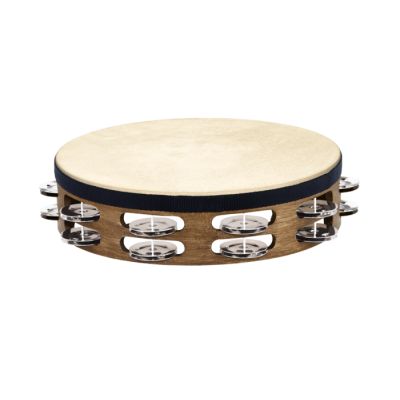 MEINL TAH2WB PANDERETA CON PARCHE 2 ROWS, STAINLESS STEEL JINGLES, WALNUT BROWN 2