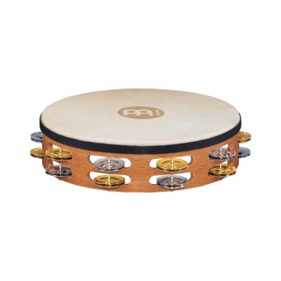 MEINL TAH2M-SNT PANDERETA CON PARCHE 2 ROWS, DUAL ALLOY JINGLES, SUPER NATURAL