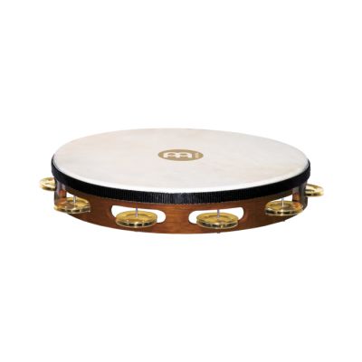 MEINL TAH1B-AB PANDERETA CON PARCHE 1 ROW, BRASS JINGLES, AFRICAN BROWN