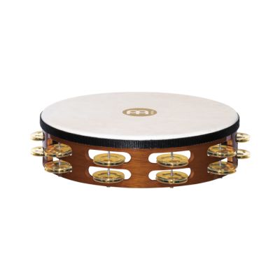 MEINL TAH2B-AB PANDERETA CON PARCHE 2 ROWS, BRASS JINGLES, AFRICAN BROWN