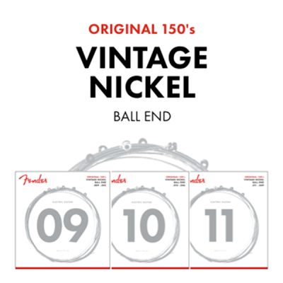 Fender Original 150 Guitar Strings, Pure Nickel Wound, Ball End, 150L .009-.042 Gauges, (6)
