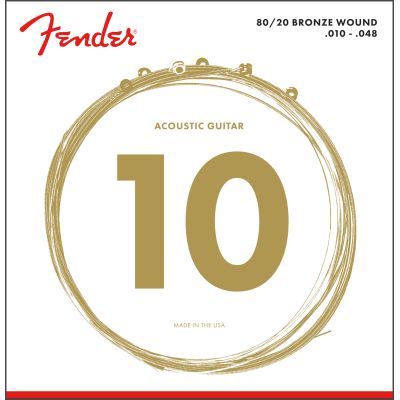 Juego Fender 80/20 Bronze Acoustic Strings, Ball End, 70XL .010-.048 Gauges, (6 cuerdas)