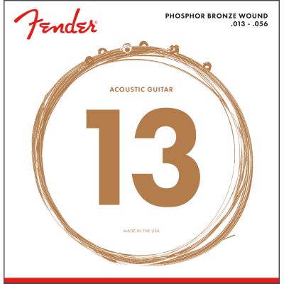 Fender Phosphor Bronze Acoustic Guitar Strings, Ball End, 60M .013-.056 Gauges, (6)