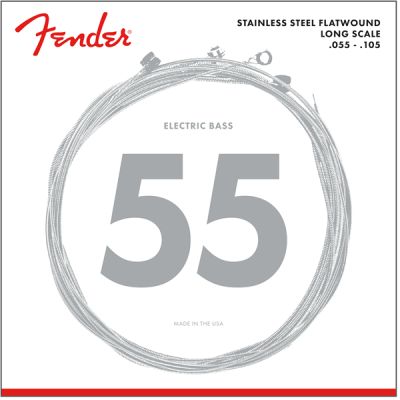 Fender Stainless 9050's Bass Strings, Stainless Steel Flatwound, 9050M .055-.105 Gauges, (4)