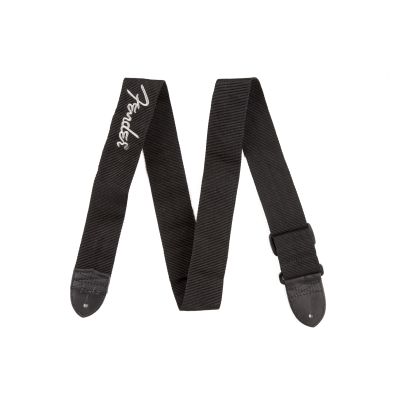 Fender 2" Black Poly Strap w/ Grey Logo