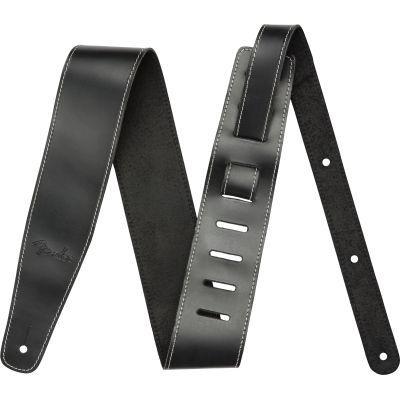 Fender Broken-In Leather Strap, Black 2.5"
