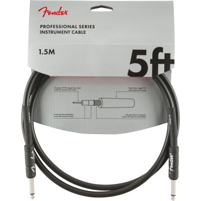 Fender Professional Series Instrument Cable, Straight/Straight, 5', Black