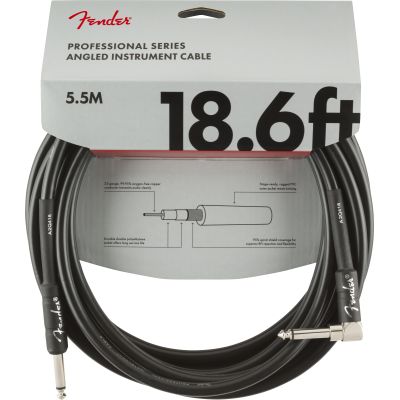 Fender Professional Series Instrument Cable, Straight/Angle, 18.6', Black