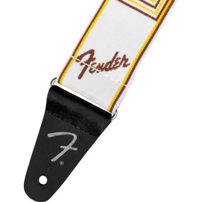 Fender Weighless™ 2" Monogrammed Strap, White/Brown/Yellow 2
