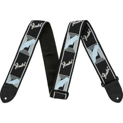 Fender 2" Monogrammed Strap, Black/Light Grey/Blue