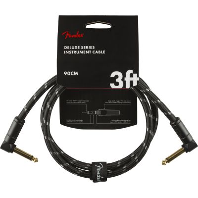 Fender Deluxe Series Instrument Cable, Angle/Angle, 3', Black Tweed