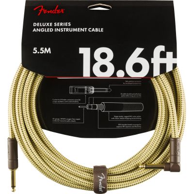 Fender Deluxe Series Instrument Cable, Straight/Angle, 18.6', Tweed