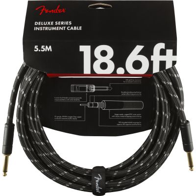 Fender Deluxe Series Instrument Cable, Straight/Straight, 18.6', Black Tweed