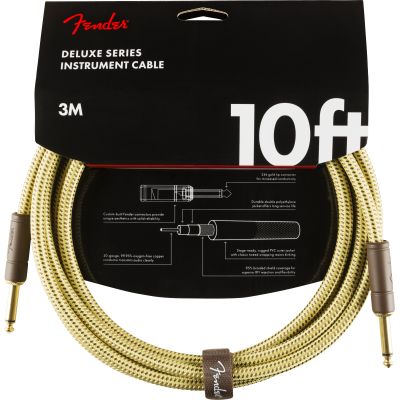 Fender Deluxe Series Instrument Cable, Straight/Straight, 3 metros, Tweed