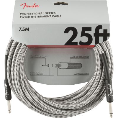Fender Professional Series Instrument Cable, 25', White Tweed