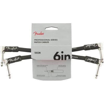 Fender Professional Series Instrument Cable 2-Pack, Angle/Angle, 6", Black