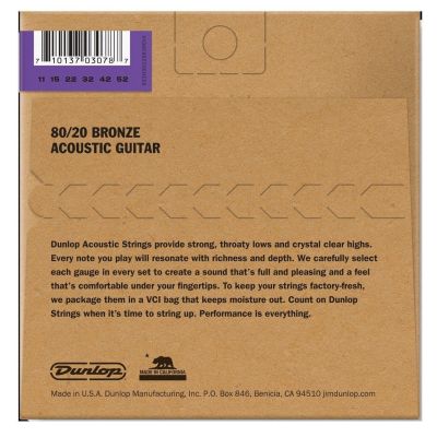 DUNLOP Juego de cuerdas Acústica Bronze 80/20 EXTRA LIGHT 11-52 2
