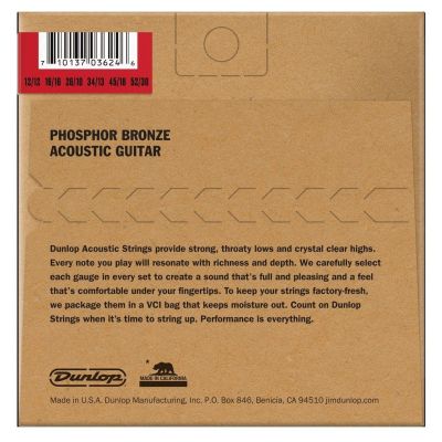 DUNLOP Juego de cuerdas Acústica Phosphor Bronze MEDIUM 12-52 (12 St.) 2