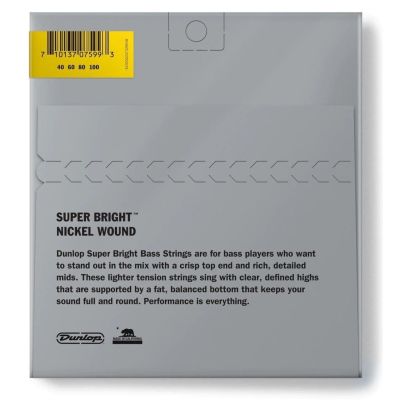 DUNLOP Juego de cuerdas Bajo Nickel Super Bright Light 40-100 2