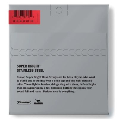DUNLOP Juego de cuerdas Bajo Acero Inoxidable Super Bright Medium 30-130 - 6 Cuerdas 2