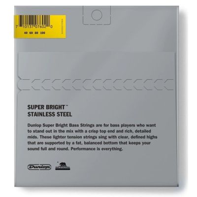 DUNLOP Juego de cuerdas Bajo Acero Inoxidable Super Bright Light 40-100 2