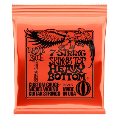 ERNIEBALL Juego de cuerdas Eléctrica Skinny Top / Heavy Bottom 10-62 -7 Cuerdas
