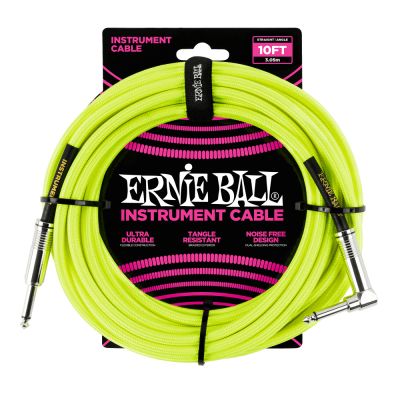 ERNIEBALL Cable Instrumento Trenzado 3,05 m Amarillo Neón