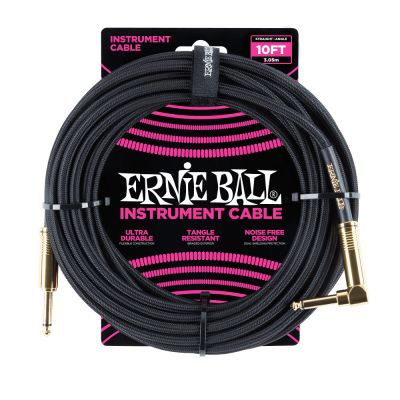 ERNIEBALL Cable Instrumento Trenzado 3,05 m Negro