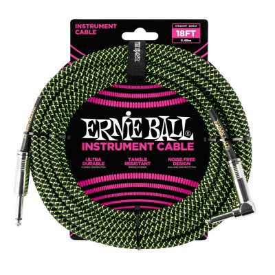ERNIEBALL Cable Instrumento Trenzado 5,49 m Negro-Verde