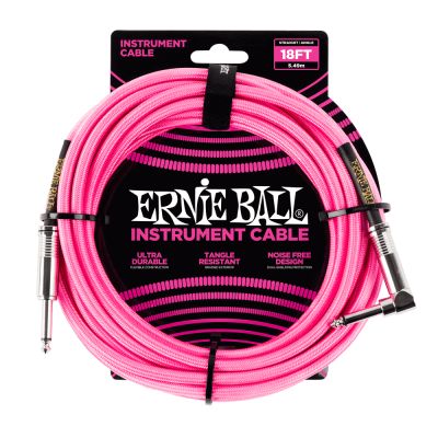 ERNIEBALL Cable Instrumento Trenzado 5,49 m Rosa Neón