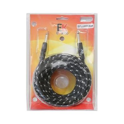 EK AUDIO SFJJ0016 CABLE TRENZADO DE TELA PARA GUITARRA JACK-JACK RECTO 6M