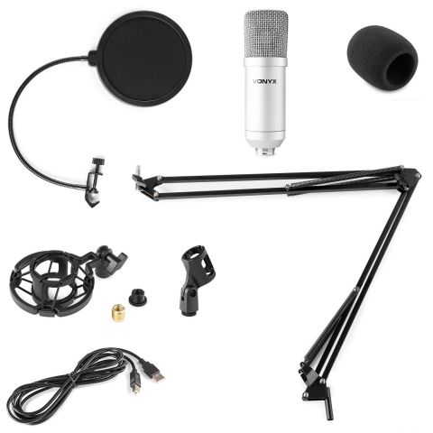 VONYX CMS300S MICRÓFONO DE ESTUDIO SET USB PLATA